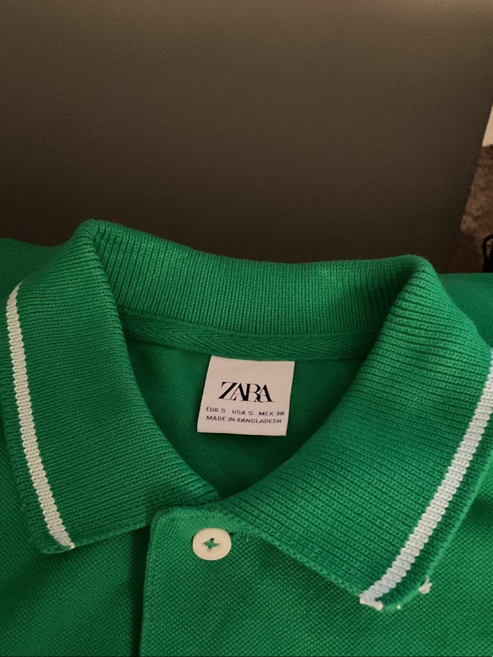 Zara Bright Green Polo with White Stripe